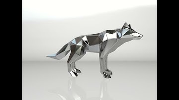 Template for DIY metal sculpture, Pattern of Wolf low poly model in DXF and PDF Format Blueprints