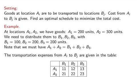 V2-09: Linear Programming, Transportation model