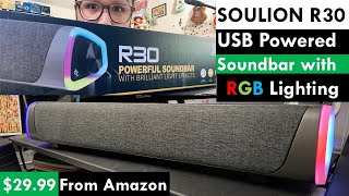 Soulion R30 Computer Speakers Surround Sound Portable Computer Sound Bar Speaker for Desktop Laptop USB Powered Small PC Speakers Colorful RGB Lights with Switch Button Soulion R30 Computer Speakers Surround Sound Portable Computer Sound Bar Speaker for Desktop Laptop USB Powered Small PC Speakers Colorful RGB Lights with Switch Button
