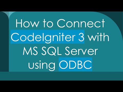 How to Connect CodeIgniter 3 with MS SQL Server using ODBC