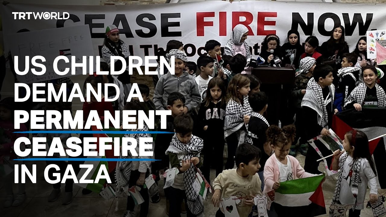 US children demand a permanent ceasefire in Gaza