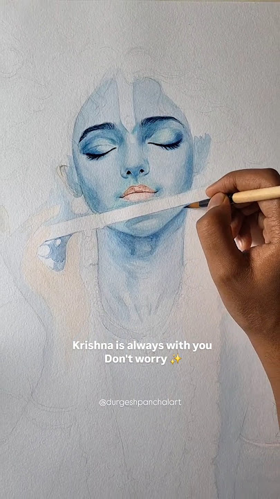 Krishna 🌸 watercolor portrait ✍️ ✨️