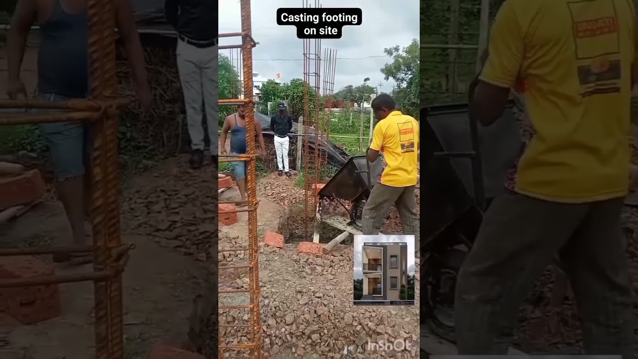 footing casting on site 