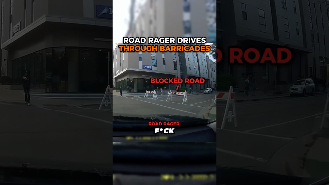 Road Rager Drives Through Barricades