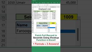 Fetch Full Row with One VLOOKUP Formula in Excel 2016! | Secret Excel Trick