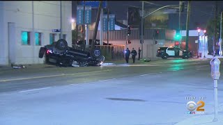 LAPD officers among 4 hurt in crash during Hollywood pursuit