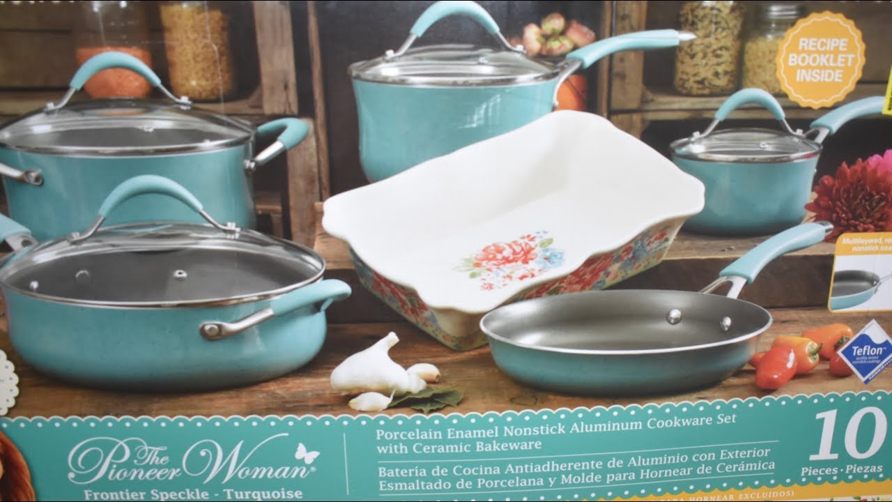 WALMART COOKWARE UNBOXING PIONEER WOMAN COOKWARE SET 10 PIECES