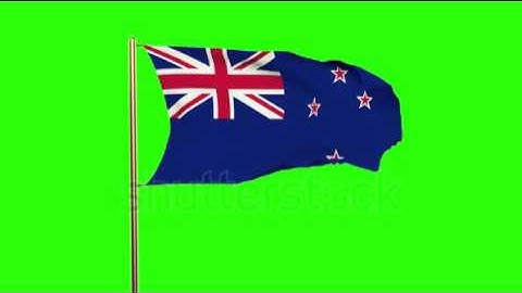 New Zealand flag waving in the wind. Green screen, alpha matte. Loopable animation Stock video by