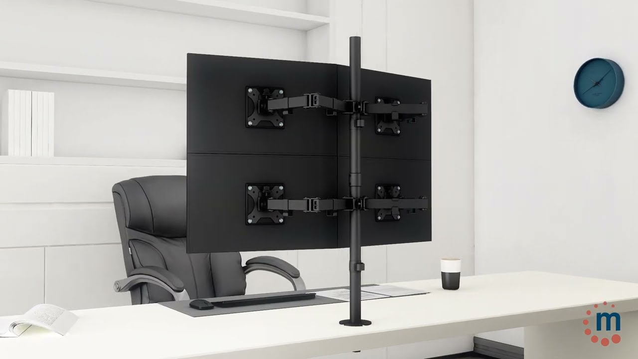 Universal Four Monitor Mount w/ Double-Link Swing Arms