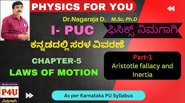 Aristotle Fallacy, Inertia and Laws of Motion | Laws of Motion Part 1 | 1st PUC in Kannada
