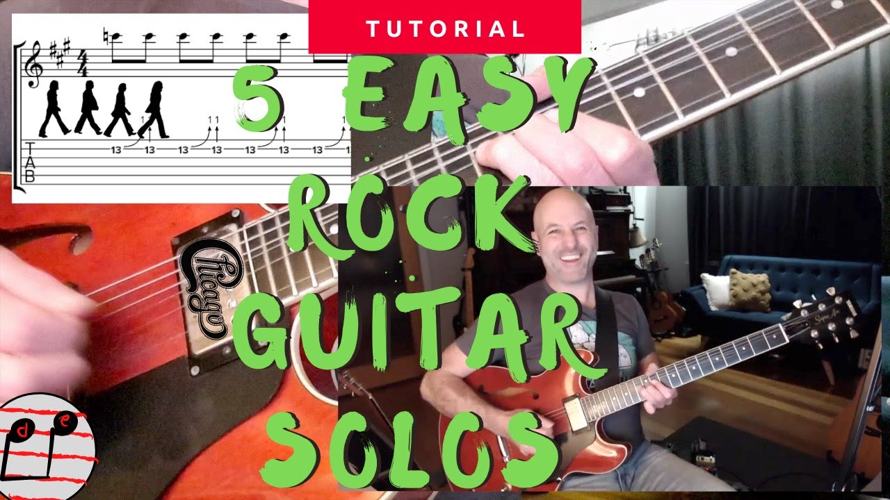 5 CLASSIC Rock Guitar Solos. Simple and TASTY Lead Guitar, with Tabs
