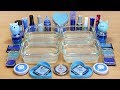 Slime Four shades of blue Mixing makeup and Glitter into Clear Slime