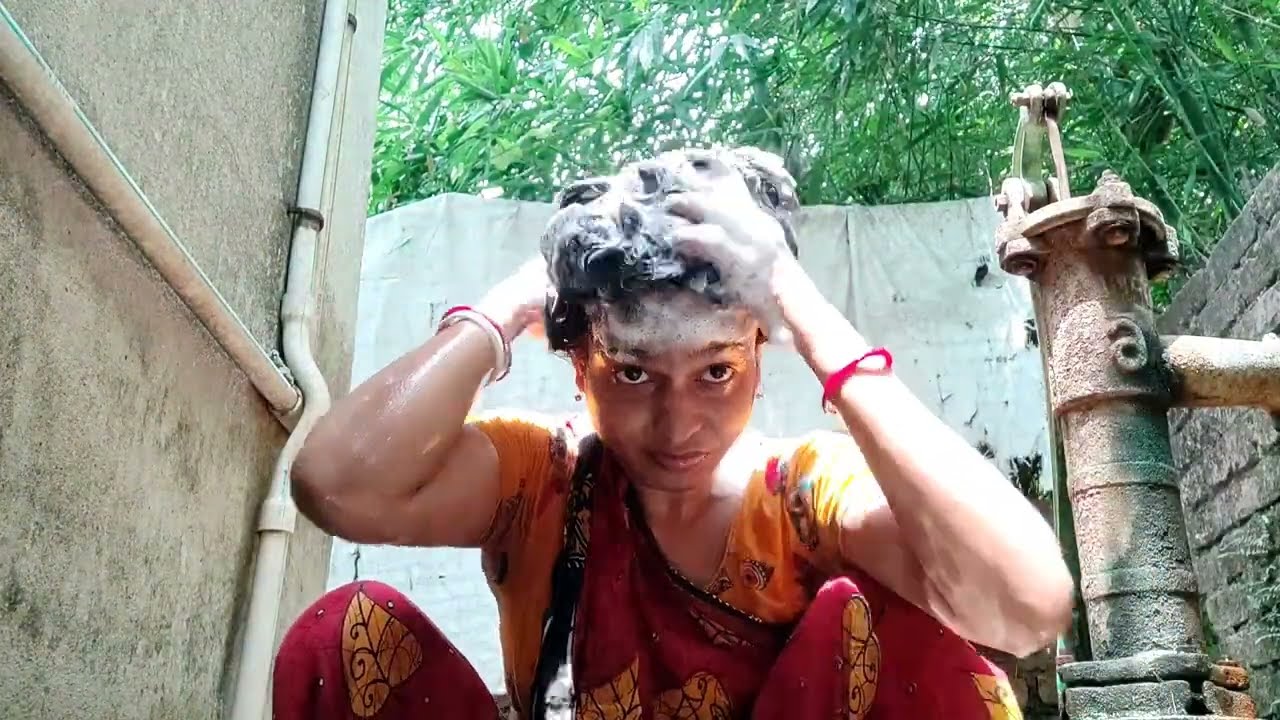 Indian house wife hair and face wash video with shampoo Requested video@ayanika vlog