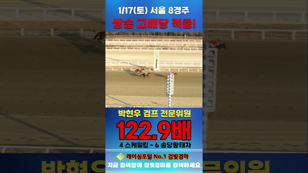 [서울 경마] 1월 17일 토요 8경주 박현우 검프 전문위원 쌍승 고배당 적중 #경마 #automobile #한국마사회 #horse #하이라이트 #게임 #비트코인 #코인