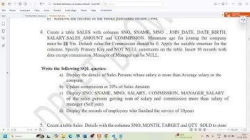 III SEM BCA SEP - DBMS Lab - A4 - Create a table SALES table using SQL command & run queries on it.