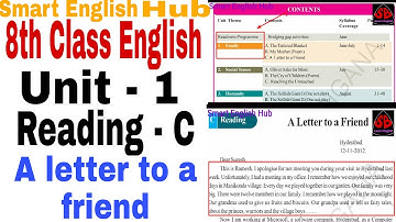 #English #Letter to a friend #8thEnglish A Letter to a friend Unit1/Reading - C
