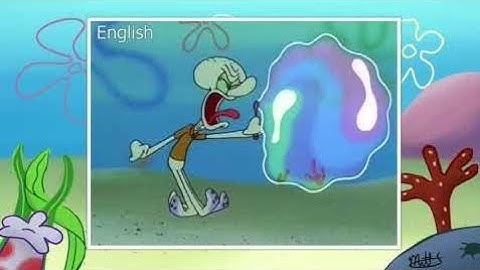 Squidward Blows Bubble In 10 Languages