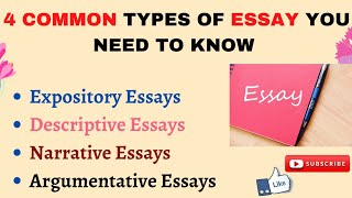 4 Common types of Essay you need to know Expository, Descriptive, Narrative and Argumentative Essays