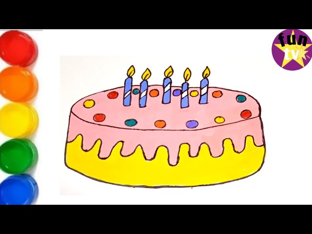 How to draw cake  birthday cake easy step by step 