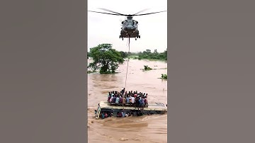 Helicopter Rescues Dozens From Submerged Bus in Deadly Floods #viral #shorts