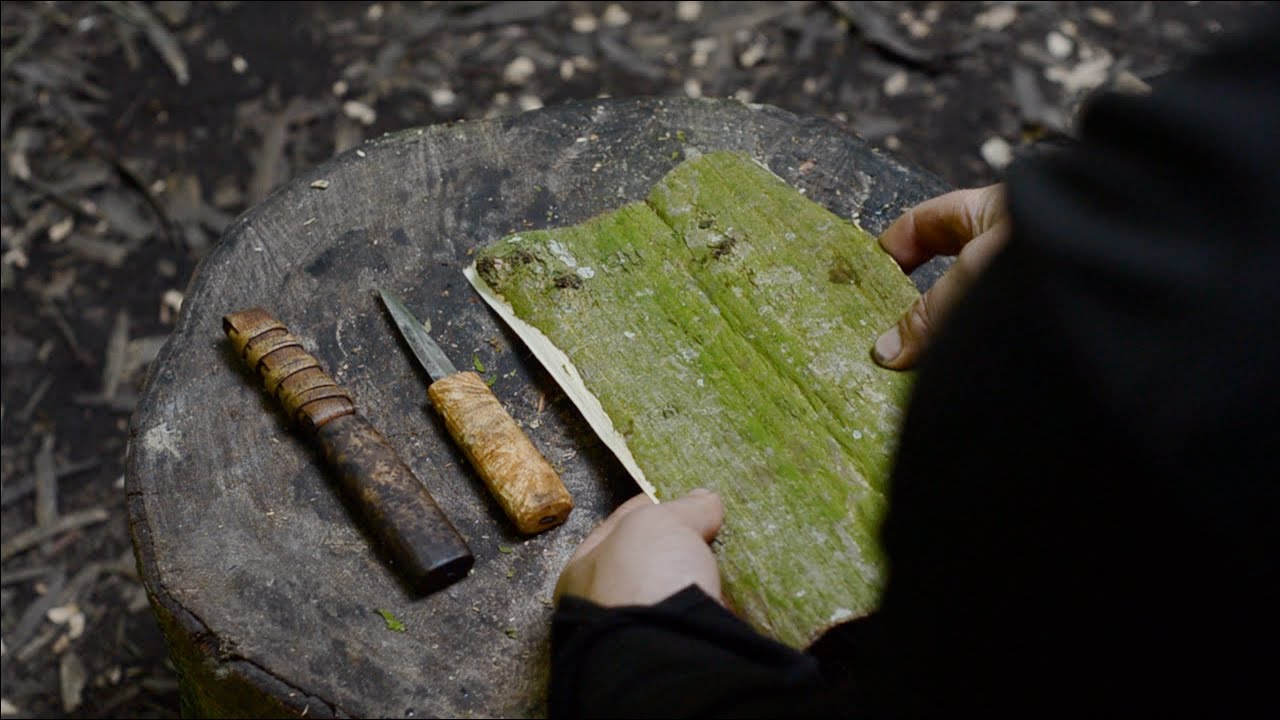 Making carving knife - blacksmithing, bark sheath, burl handle and bushcraft trip