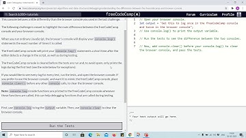 Tutorial 2 - difference between freecodecamp and browser console - freecodecamp