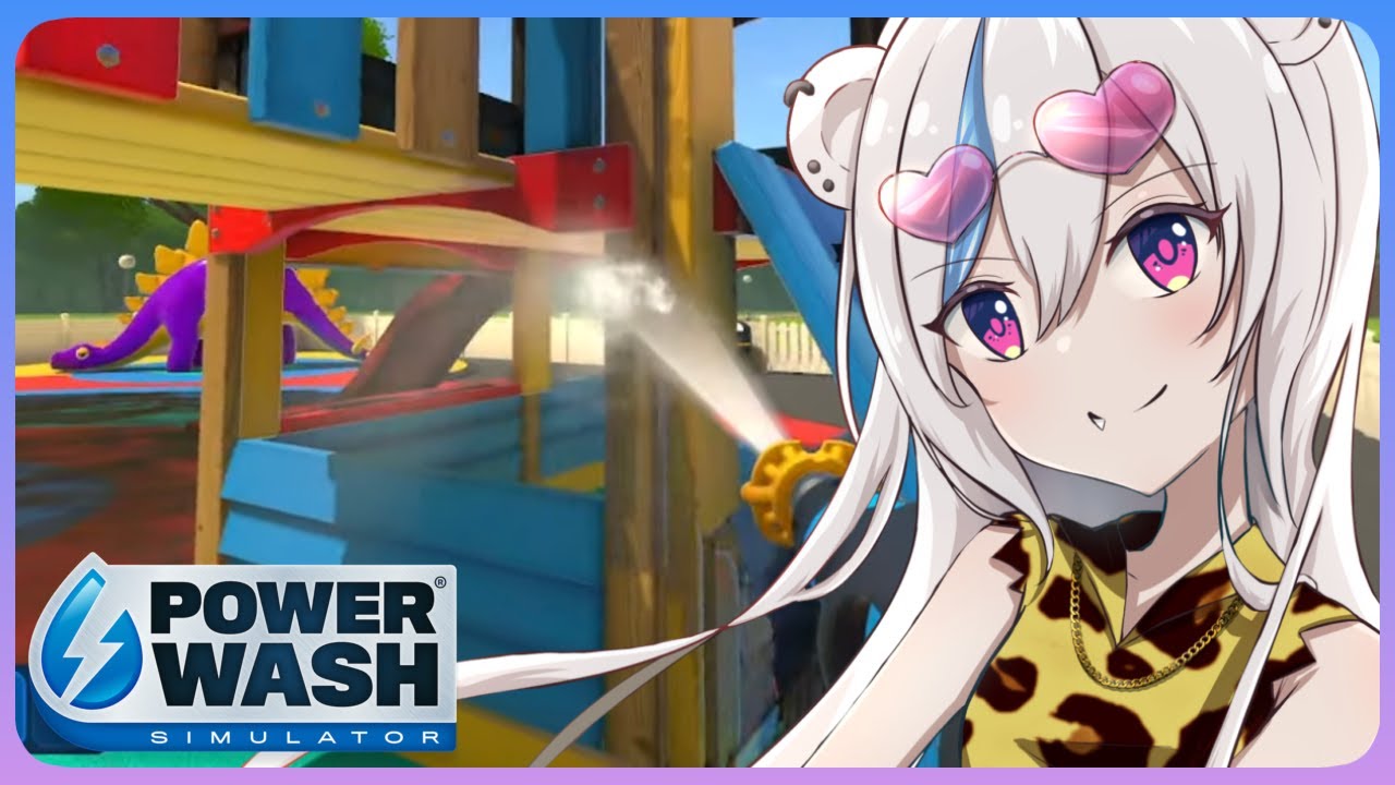 【PowerWash Simulator】掃除苦手な白熊が高圧洗浄で公園を綺麗にしていくぜ！！【白熊アズキ/vtuber】※ネタバレあり