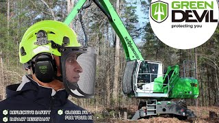 Casque Protection Tronçonneuse 3 En 1 GREEN DEVIL - Visier + Protection Auditive Bluetooth + Casque