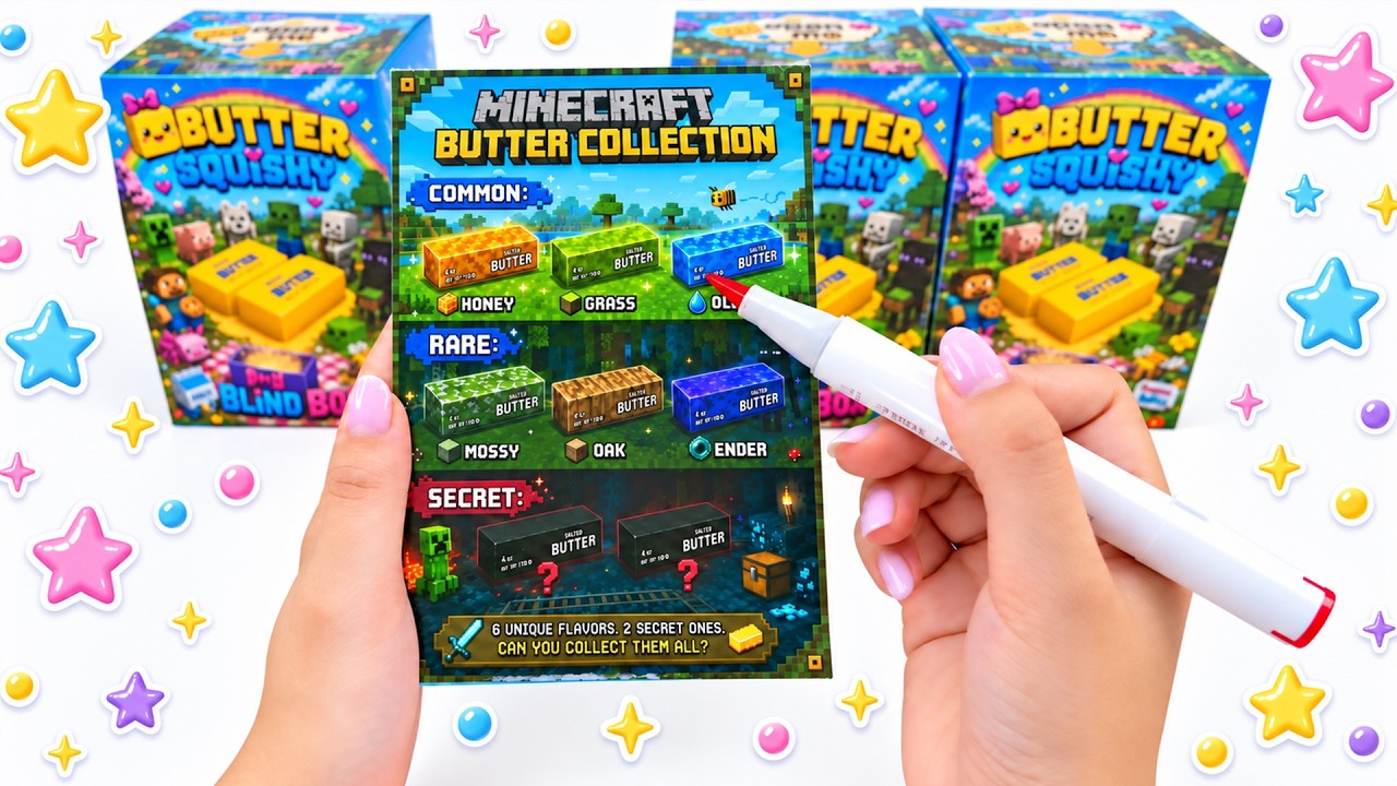 🧈Paperdiy🧈 MINECRAFT BUTTER Blind Box⛏️✨ 4 Unique Flavors + 2 SECRET!  ASMR  Paper Squishy  DIY