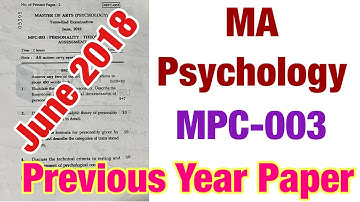 MA Psychology question paper 2022 |MPC-003 question paper #mapsychology #ignou #ignou_question_paper