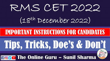 RMS CET (18th Dec 2022) Tips & Tricks I OMR I The Online Guru by Sunil Sharma 7737653468