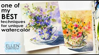 Watercolor technique that creates unique paintings/ Mothers day cards