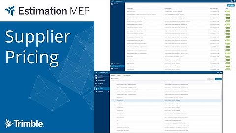 Estimation MEP - Supplier Pricing