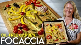 AMAZING OIL-FREE GARDEN FOCACCIA BREAD | How to Make in 4 EASY Steps!