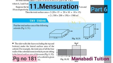 8th class maths |Chapter 11|🙋‍♀️Mensuration|💁 Try these | P g no 181|part 6