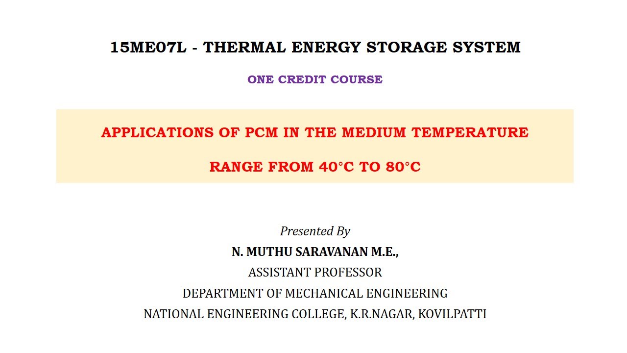 MEDIUM TEMP APPLICATIONS -  PCM