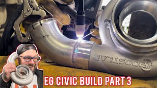 #Boosted B16 EG Civic #Build Part 3 We Finish Turbo Piping & Oil Feed @EricTrimmer Stops By