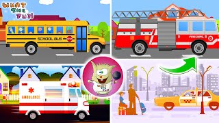 The Wheels On The Bus | Fire Truck Song - Which Vehicles Got Wheels? | Kids Songs