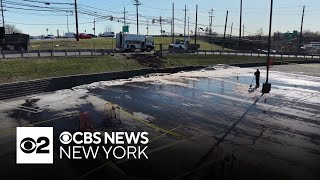 Water main break in frigid cold creates mess in Totowa, New Jersey