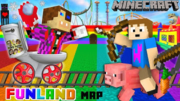 Duddy & Chase go to FUNLAND 3! Minecraft Amusement Park Map (FGTEEV Theme Park Mod Gameplay)