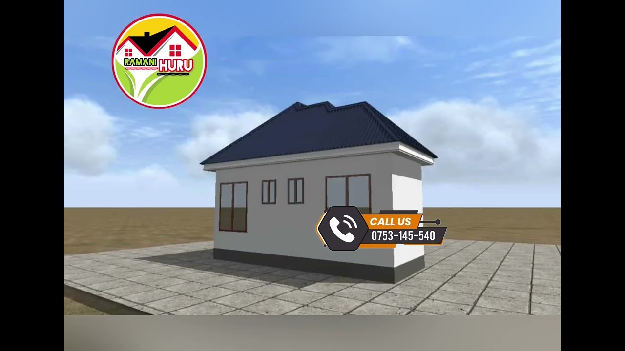 RAMANI NZURI YA VYUMBA VIWILI 1 SELF BEDROOM 1 SINGLE BEDROOM HOUSE PLAN CLASSIC