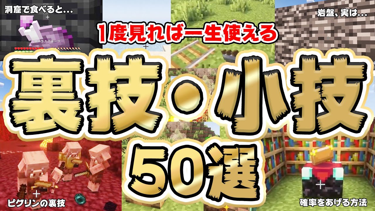 【マイクラ保存版】プロ驚愕のマイクラの裏技/小技50選！【マイクラ統合版/JAVA版】