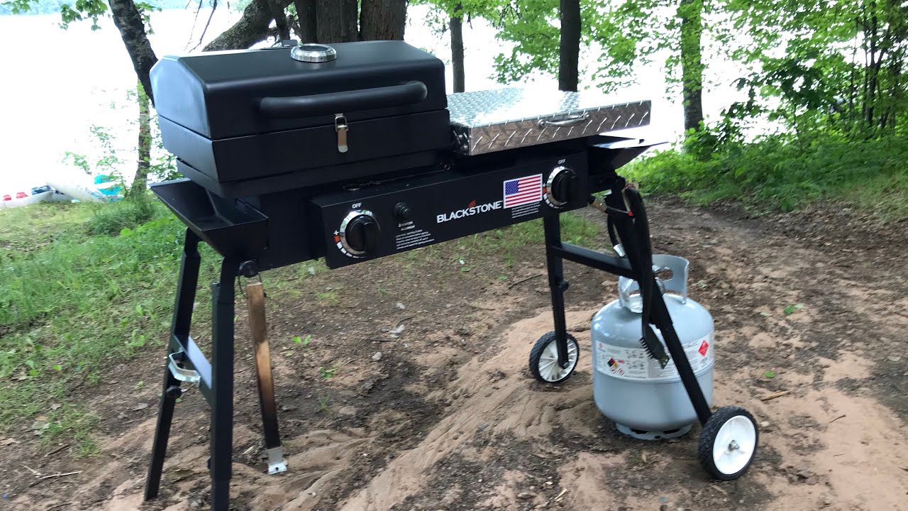 Camping With The Blackstone Modified Griddle/Grill. Chops And Tators