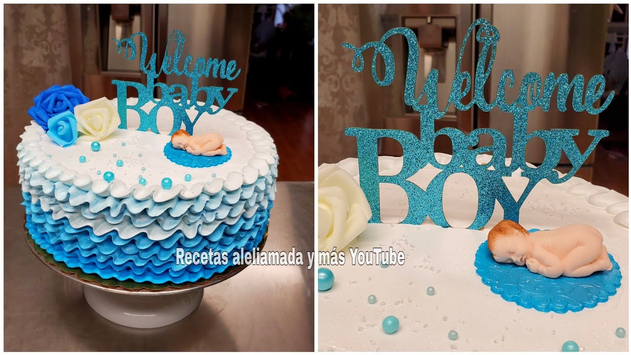 Decoracion De Pastel Baby Shower Nino Sencillo Pero Bonito Pastel 4 En 1 Aleliamada Youtube