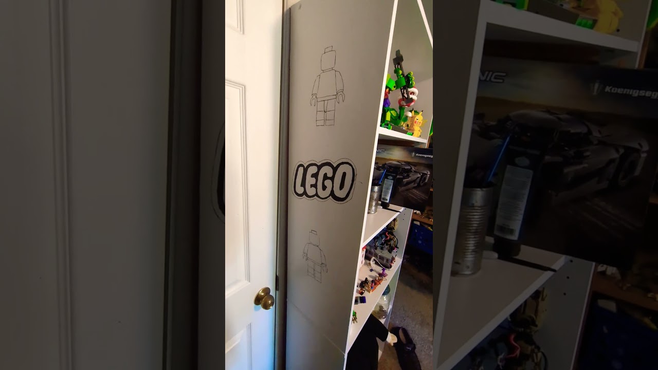 painting the Lego logo on my shelf