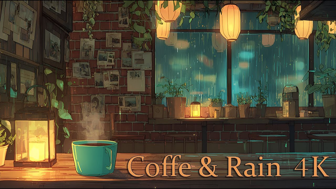 Cozy Rainy Café Ambience ☕🌧️ Soft Lights, Warm Vibes, Relaxing Coffee, Anime Style | 4K