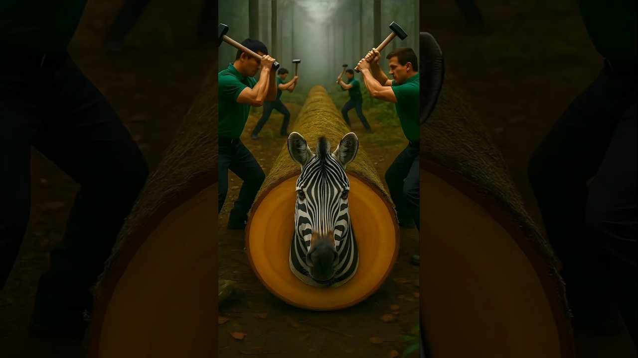 Rescue Zebra🦓 from Giant Log🫶❤️ 