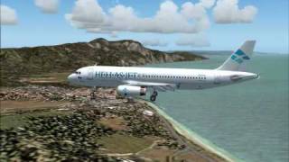Hellas Jet A320 Landing at Kos, Greece. Fs2004
