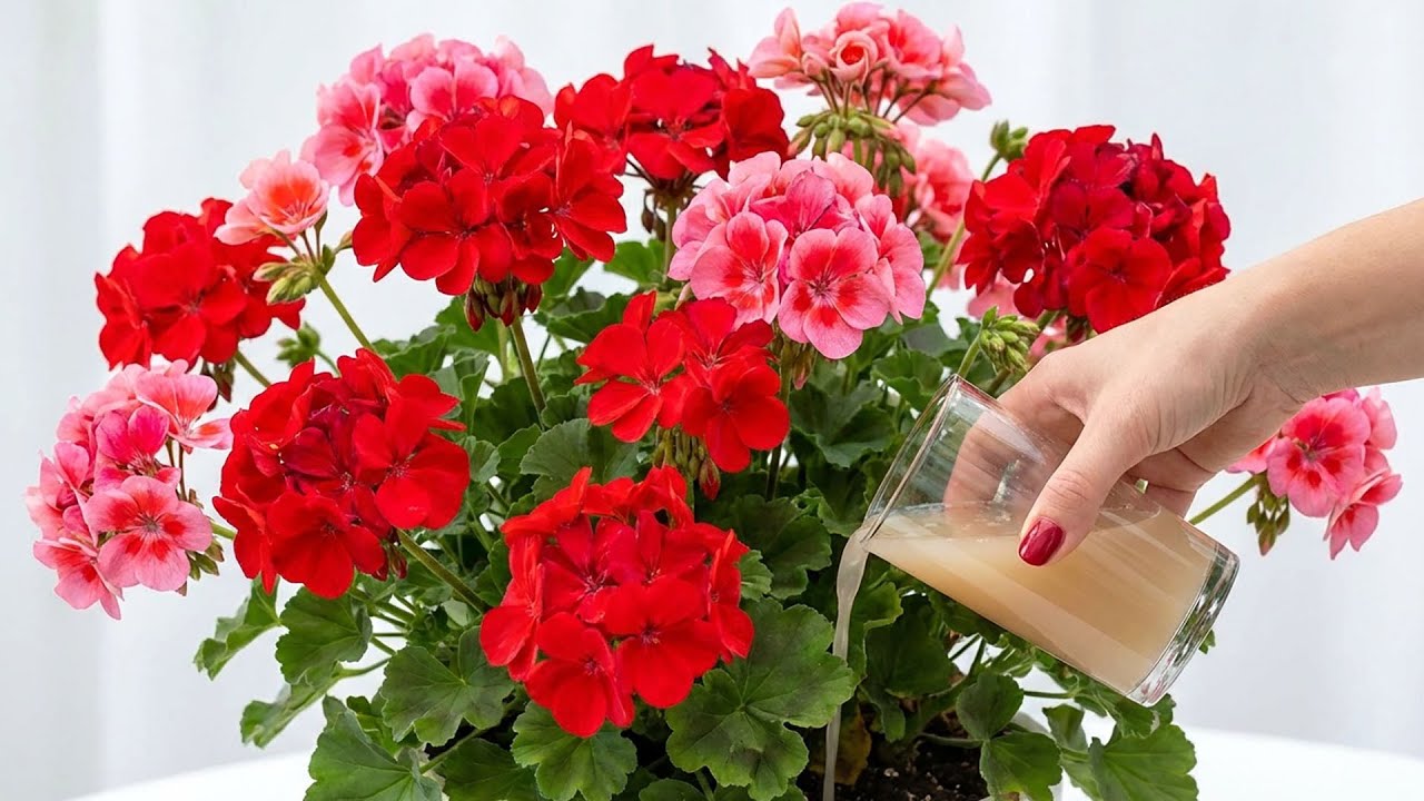 Ваши герани и петунии будут обильно цвести, если вы будете поливать их этим раствором!
