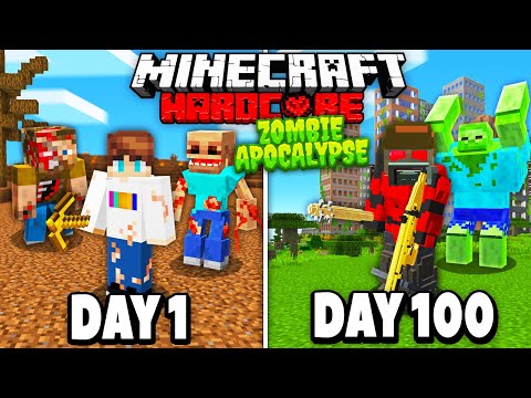 I Survived 100 Days in a ZOMBIE APOCALYPSE in Hardcore Minecraft…